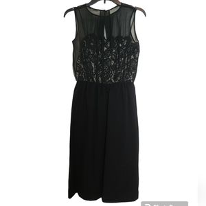 VINTAGE Black Sheer Lace Bodice Sleeveless Cocktail Party Dress SZ 11